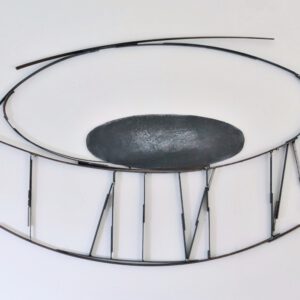 Drum, 2024, 140 x 90 x 2 cm, staal, hout